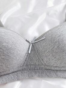 1pc Women's Comfortable Wireless Soft Cotton Seamless Bra - Grey - View 11