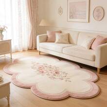 1 pieza Alfombra floral rosa, linda, acogedora, alfombra gruesa, alfombra de felpa, alfombra de otoño/invierno, alfombra gruesa, alfombra decorativa, decoración de dormitorio, alfombra pequeña, alfombra, decoración del hogar, alfombra de sala de estar, alfombra pequeña de sala de estar, alfombra de dormitorio - Multicolor 9 - Ver 2