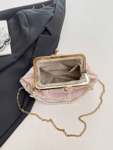 Women's PU Leather Crossbody Bag With Round Polka Dots, Vintage Style Handbag With Buckle Closure And Adjustable Shoulder Strap, Solid Color And Lightweight City Tote Bag - 粉色 - 查看 11