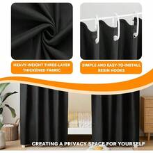 3 Pcs Blackout Bunk Bed Curtains 78.59" Thicken Dorm Room Privacy Dorm Room Loft Bed Curtains Bottom Canopy With Black Shading Coating Students Single Sleeper(-2Pcs Side+1 Pc Top Curtain) - Black-2pcs Side+1 Pc Top Curtain - View 3