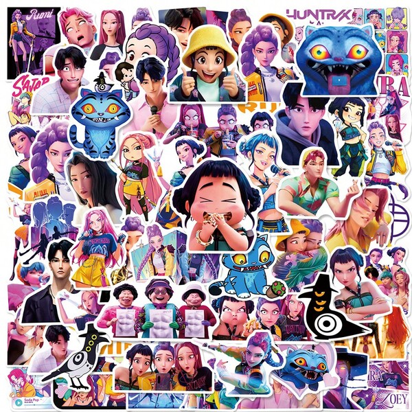 60pcs Cute Cartoon Stickers, Fashion Graffiti Pattern Decals, Durable Vinyl Decorative Stickers, Ideal DIY Decoration For Luggage, Electronic Devices And Scooter Surfaces