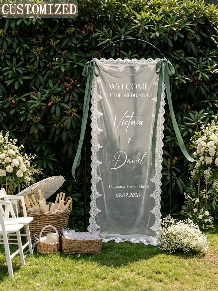 Custom Lace Wedding Welcome Sign, Wedding Ceremony Sign, Rustic Bohemian Modern Style Wedding Welcome Sign, Wedding Favors, Welcome To Our Wedding Sign, Wedding Gift - Multicolor - View 8