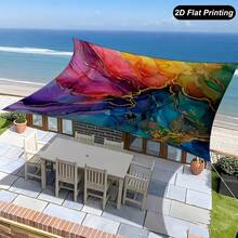 1 Piece Of Abstract Colorful Outdoor Sunshade Cloth, Suitable For The Beach, Camping, Garden, And Picnics--Outdoor Adventure Sunshade, Comes With Four Ropes As Accessories.Beach Canopy, Essential Camping Item, Vibrant Outdoor Decoration - Image Color - View 4