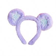 Disney 1pc Frozen-Inspired Plush Mouse Ears Headband, Soft Fuzzy Snowflake Embroidered Hairband For Women & Girls, Cute Princess Cosplay Hair Accessory - View 11