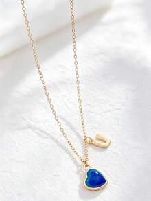 1 pieza Collar con colgante de corazón y letra inicial que cambia de color según el estado de ánimo, personalizado con encanto de alfabeto A-Z, sensible a la temperatura, regalo de joyería para el Día de San Valentín - Multicolor - Ver 33