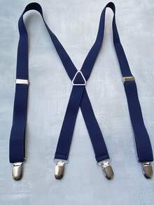 1pc Unisex Casual Adjustable Elastic Suspenders, Stretchable Clip-On Braces - Black - View 5