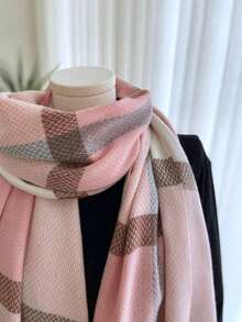 1pc Women's Fashion Floral Lace 40*130 Triangle Scarf, Tassel Lightweight Breathable Headscarf/Shawl - Pink - View 2