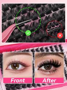 336/392 Clusters 10-18mm Fluffy Cluster False Eyelashes Set, Dense Voluminous Eyelash Extensions, Soft 3D Single Cluster False Eyelashes, Anime Cartoon Japanese Korean Style, Natural Ultra Lightweight, Includes DIY Eyelash Glue And Closure - Multicolor - View 7