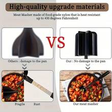 SMEGGEMS 1件 TAHAA 多功能絞肉器兼壓碎器，適用於牛肉絞肉、火雞肉、漢堡肉，耐用尼龍材質，耐熱不沾廚房用具 - 查看 6