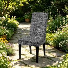 4 piezas/6 piezas Fundas de silla con estampado digital texturizado en blanco y negro, Juego de fundas de silla desmontables y lavables, Protector de asiento suave y elástico, Adecuado para comedor, cocina, salón de banquetes, restaurante, dormitorio, oficina, sala de estar, dormitorio, decoración del hogar - Multicolor - Ver 2