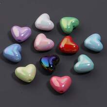 50 PIEZAS Cuentas con forma de corazón recubiertas de acrílico con agujero , adecuadas para la fabricación de joyas, materiales para pulseras y collares de cuentas hechos a mano DIY, regalo perfecto para el Día de San Valentín, aniversario, cumpleaños para tu ser querido - Multicolor - Ver 6