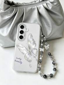 1PC Luxury Colorful Silver Butterfly Phone Case With Beaded Lanyard, Premium Anti-Drop Protective Shell, Anti-Drop IMD Colorful Silver Phone Case, Soft Edges, Compatible With Apple Phone Case 17promax/17pro/17plus/17/16promax/16pro/16plus/16/11/11pro/11promax/12/12pro/12promax/13/13pro/13promax/14/14plus/14pro/14promax/15/15plus/15pro/15promax, Galaxy S21/22/23/24/25 Ultra/A14/A15/A16/A36/A52/A53/A54/A55/A56, Unisex - Multicolor - View 6