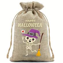 6pcs Halloween Drawstring Gift Bags, Halloween Trick Or Treat Bags, Suitable For Party Decoration And Storage, Gift Bags, Boxes, Handbags - Multicolor - View 6