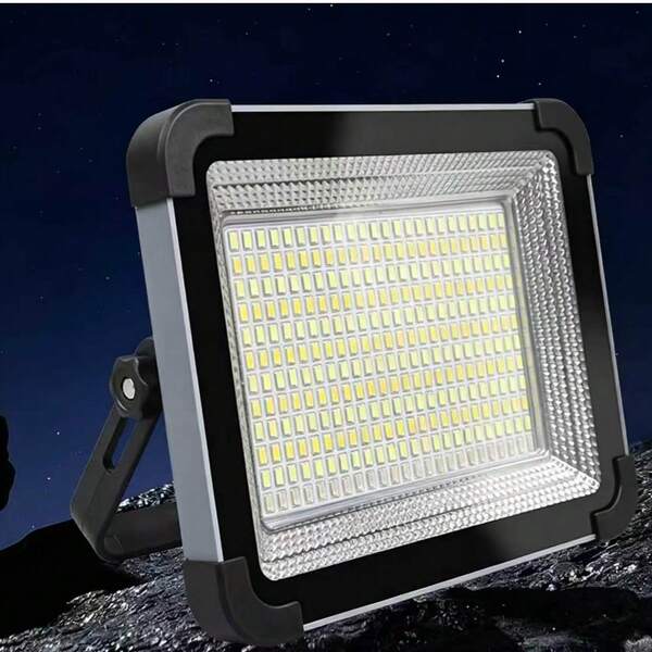 1 peça Projetor Solar de Alta Luminosidade 288 LED com Suporte Dobrável, Lâmpada de Trabalho para Exterior para Campismo, Banca de Mercado, Fábrica, Estádio, Jardim, Quintal, Estaleiro de Construção e Iluminação Noturna de Emergência