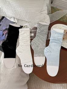 1 Pair Women's Korean Style Rolled Cuff Solid Color Slouch Socks, Fashion Minimalist Thin Breathable Spring Summer Leg Warmers - Multicolor - View 13