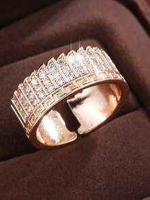 1pc European & American Vintage Greek Key Pattern Exquisite Ring, Fashion Elegant Elegant Open Ring, Ins Style Same Accessory - ring - View 8