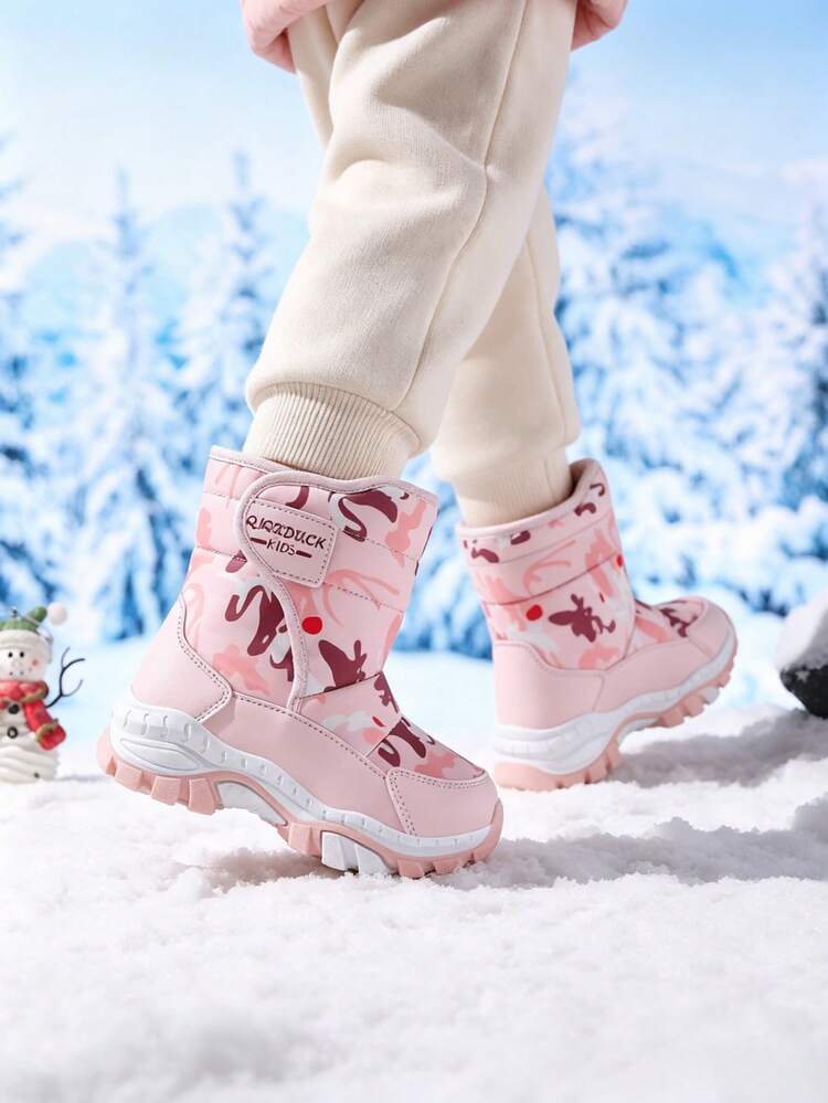 Children's Winter Thermal Lined Casual Shoes Outdoor Warm Snow Boots - Pink - View 5