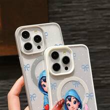 Cute Disney Lilo & Stitch Phone Case For IPhone 17/16/15/14/13/12/11 Pro, Blue Hoodie Design With Bows Background, Shockproof Cover, Perfect For Girls - 藍色 - 查看 10