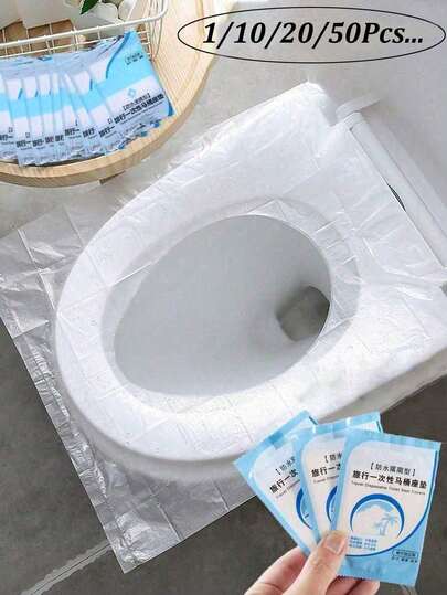 1/10/20/50 Peças Capas Descartáveis para Assento Sanitário de Viagem, Portáteis e Embaladas Individualmente, Material Transparente, Capas Impermeáveis para Assento Sanitário; Capas Portáteis para Assento Sanitário de Viagem; Adequadas para Viagens de Negócios, Camping, Hospitais, Estações Ferroviárias e Outras Ocasiões, Garantindo a Higiene Pessoal ao Usar Banheiros Públicos. Adequadas para Estadias em Hotéis.
