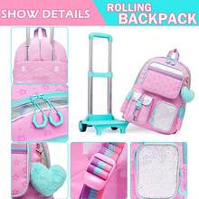 Girls' Rolling Backpack - Cute Carry-On Bag With Crossbody Bag And Pencil Case, Suitable For Elementary Students - 14+ Girls' Travel Luggage - Children's Rolling Bags - View 4
