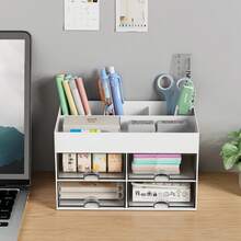 1pc Desk Organizer With Drawer, Pen Holder Storage Box, Office Organizer With 4 Drawers, Desk Accessories And Workspace Organizer, Pen Rack Office Supplies, Suitable For Desktop, Stationery, Pencils, Documents Storage - Multicolor - View 5