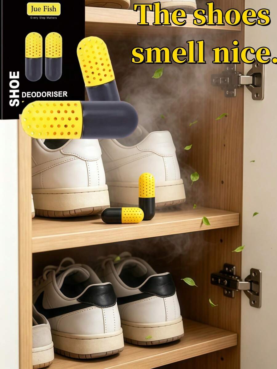 JUE FISH 2pcs Shoe Deodorizer Capsules 1pc/100g Cleaning Powder, Essential For Sports Enthusiasts, Sweaty Feet, And People Who Wear Shoes For Long Periods, Put In Long-Term Stored Shoes, Seasonal Storage Boots To Prevent Moisture And Odor, Travel And Business Trip Portable, Easily Solve Shoe Odor Problems, Not Just For Shoes, Shoe Cabinets, Shoe Boxes, Travel Shoe Bags Can Also Be Used, All-Season Essential Gift - Powdery - View 1