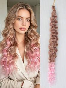 Set de 3 extensiones de cabello sintético trenzado con ondas profundas de 22 pulgadas, cabello trenzado con ondas oceánicas - Multicolor - Ver 36