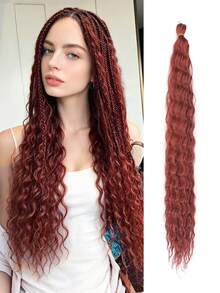 Set de 3 extensiones de cabello sintético trenzado con ondas profundas de 22 pulgadas, cabello trenzado con ondas oceánicas - Multicolor - Ver 34