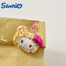 SANRIO 1pc Leopard Print Plush Bag Charm, 3 Styles Bow Pendant, Cute Backpack Accessory, Suitable For Girls And Teens Birthday Valentine's Day Gift - Multicolor - View 10