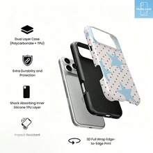 HoBa case 1pc Polka Dot Color Block 2-In-1 Soft Film Full Coverage Hard Phone Case, Compatible With Galaxy A23/A24/A25/A32/33/S25, Compatible With Apple 7/8/11/12/13/14/14Plus/15/15Plus/16/16Plus/7/8Plus/17/17Pro, Korean Style Fashionable & Fun Phone Case, Elegant Design Unisex, Ideal Gift For Girlfriend On Easter, Spring, Birthday - Mixed Color 1 - View 2