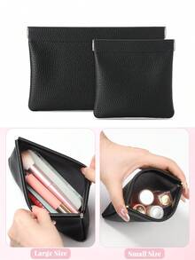MIYIN 1pc Soft PU Coin Purse Auto-Closing Cable Organizer Bag Data Cable Protective Sleeve Squeeze Top Earphone Charger Storage Pouch Daily Carry Travel Essential - Apricot - View 20
