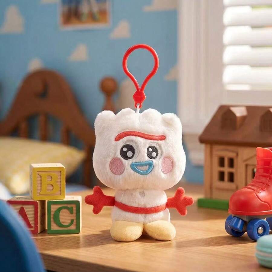 Disney 正版 Forky 毛絨玩偶娃娃,包包掛飾、鑰匙圈,居家桌面裝飾擺件,生日禮物,派對小禮 - 白色 - 查看 1