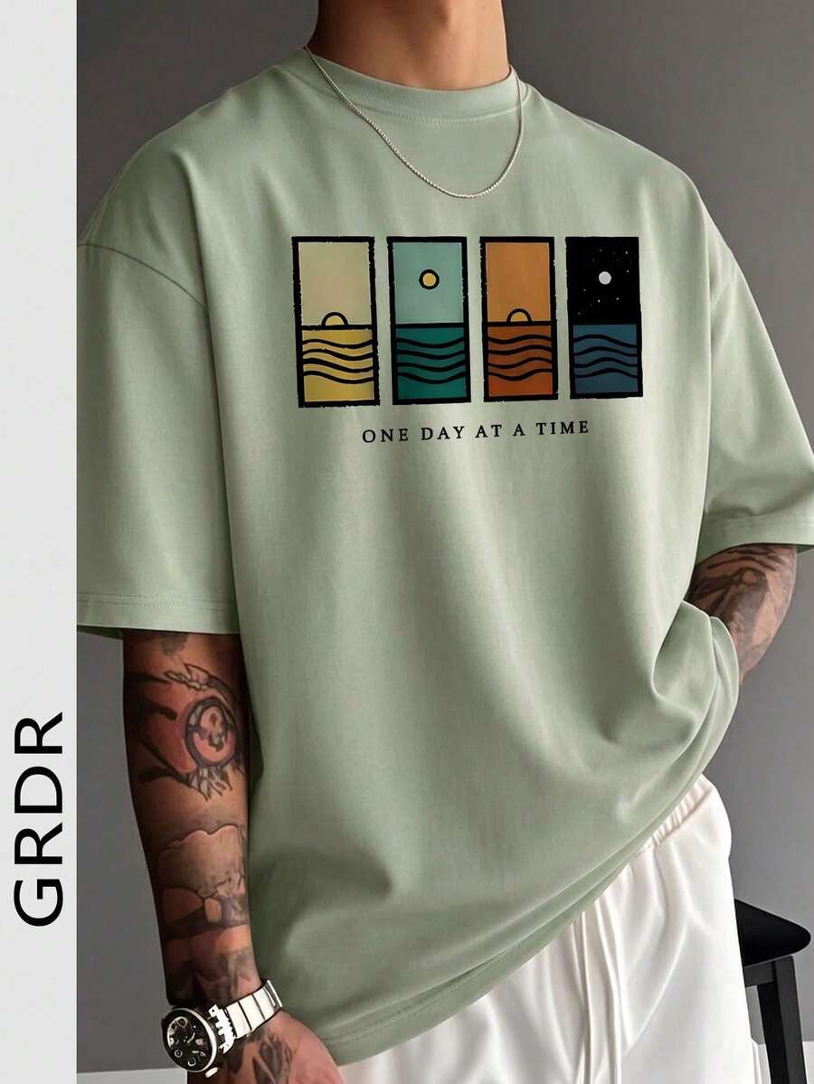 Men T-Shirts - 薄荷綠 - 查看 1