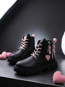 Girls' Ankle Boots, Durable, Wear-Resistant, Cute, Versatile, Spring/Autumn Style - Black - View 4