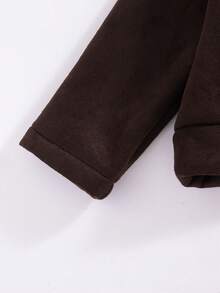 Girls' Casual Fashion Loose Fuzzy Collar Long Sleeve Jacket, Autumn/Winter - Coffee Brown - View 8
