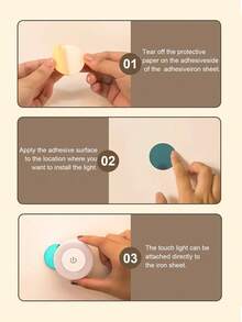 Touch Control LED Night Light, USB Rechargeable, 3-Color Dimmable, Wall-Mounted Bedroom Bedside Lamp, Suitable For Walls, Closets, Kitchens, Under Cabinets And Countertops - One Size Fits All - View 8