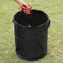 1pc Black Portable Foldable Trash Can, Oxford Cloth Garden Bucket, Outdoor Camping Tent Trash Can, Foldable Gardening Equipment For Collecting Leaves, Yard Waste, Lawn Debris, Patio Cleaning, Suitable For Summer Camping, BBQ, Picnic, Road Trip, Independence Day - Multicolor - View 10