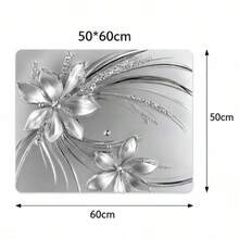 1pc/2pcs Diatomaceous Earth Silver Metallic Floral Rhinestone Stove Top Cover Mat, Non-Slip Heat-Resistant Waterproof Pad, Suitable For Kitchen Countertop And Washing Machine Surface - Multicolor - View 14