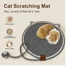 Cotton Woven Mat Combined With Scratch Ball, Multi-Use Cat Rest Pad, Washable Sleeping Cushion For Kittens To Scratch And Lounge - 42cm - View 1