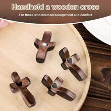 Christian Wooden Cross Set 3/6/10/20 Pcs – Handheld Prayer Cross My Heart, Encouragement Gift To Relieve Anxiety, Inspirational Easter Day Gift For Faith - Brown - View 11