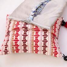 Car Seat Back Tissue Box Holder, Car Hanging Tissue Dispenser, Car Interior Decorative Organizer Bag, Cute Pom Pom Design Tissue Container, Nordic French Fabric Hanging Storage For Vehicle Accessories - Blue - View 7