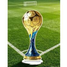 2D flach bedruckte 1 Stück/2 Stücke goldene Fußballtrophäe mit blauer Acrylbasis, geeignet für Innen-/Außendekoration, perfekt für Sportfans, Vatertag und Siegesfeier, langanhaltend Geschenk für Fußballbegeisterte, Fußballzubehör, Innendekoration, exquisite Handwerkskunst, Dekoration, perfektes Weltcup-Geschenk, Geschenk für den Freund - Fußball 4 - Übersicht 5