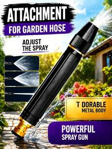 可調節高壓水槍，適用於花園，多模式澆水工具，適用於庭院洗車、園藝居家灌溉用品，易於安裝，3/4 英吋螺紋 - A - 查看 1