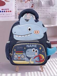 1pc Mini Back To School Personalized Customizable Versatile Cute Cartoon Dinosaur & Kitten Theme Backpack, Zipper Closure Nylon Material, Adjustable Shoulder Straps, Hand-Carry, Suitable For School, Shopping, Outdoor Trips, Daily Use. Birthday Gift. - Multicolor - View 5