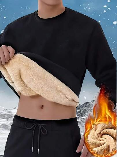 Striville Men's Casual Thermal Lined Thick Sweatshirt, Winter