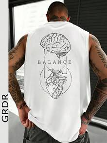 Áo tank top nam cổ tròn in họa tiết GRDR, kiểu dáng thường ngày, thích hợp cho mùa hè. - trắng - Xem 1