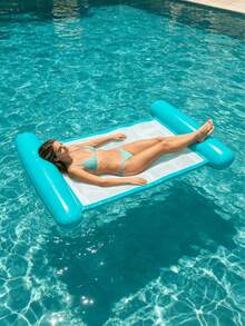 chongqishuishangfuchuang 1pc Inflatable Float, Minimalist Dual Tube Design, Solid Color , PVC Material, Suitable For Water, Pool, Beach, Theme Party, Water Inflatable Float, Water Resting Seat, Inflatable Floating Object, Air Pump Sold Separately - Double-tube Solid Color Floating Bed - View 5