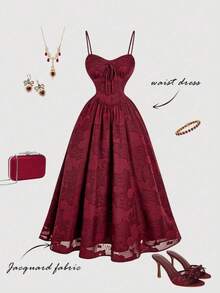 Women Midi Dresses - Bordeaux - View 3