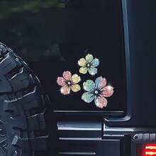1pc Of Sparkling Floral Car Decals - Reflective Vinyl Stickers For Vehicle Body, Windows, Bumpers & Laptops - one-size - View 10