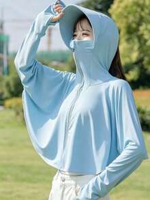1个女士全脸防晒面罩 - 防紫外线面罩，适用于面部、颈部、肩部和手臂，冰丝透气面料，适合骑行、骑滑板车、通勤、上学和驾驶。 - 全防護面罩 - 查看 9